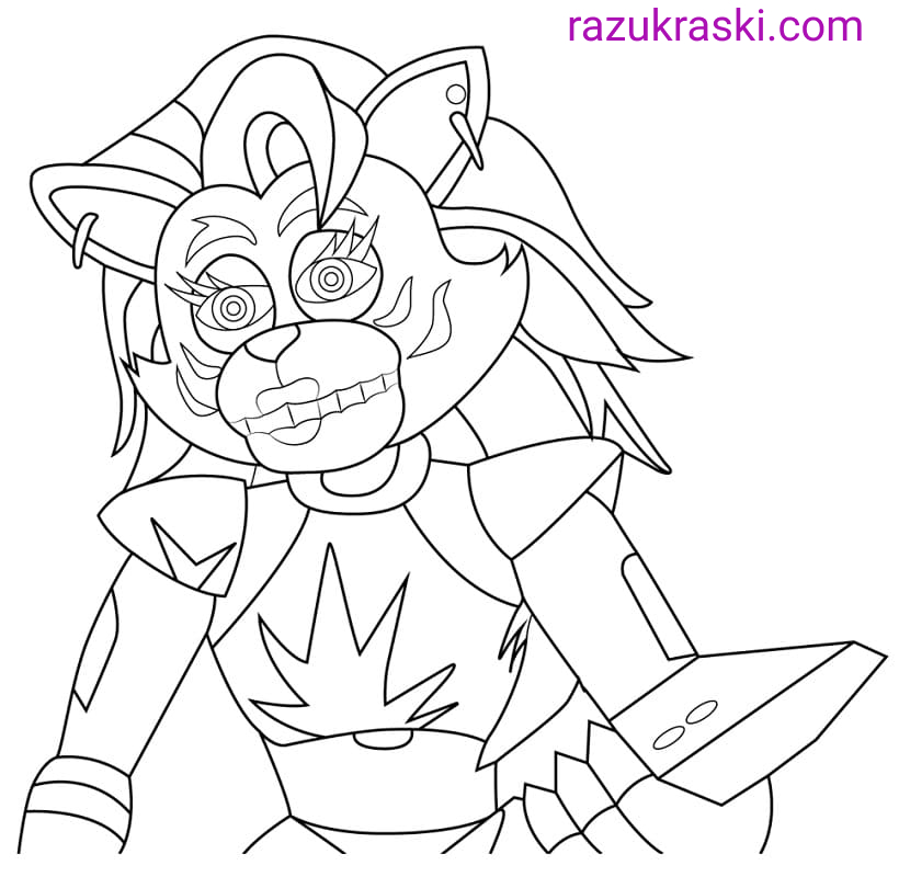 Coloring page FNAF Roxy and Roxanne Animatronic Roxy FNAF 9