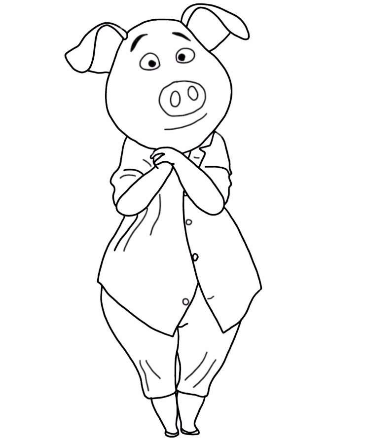 Coloring page Sing 2 The good pig