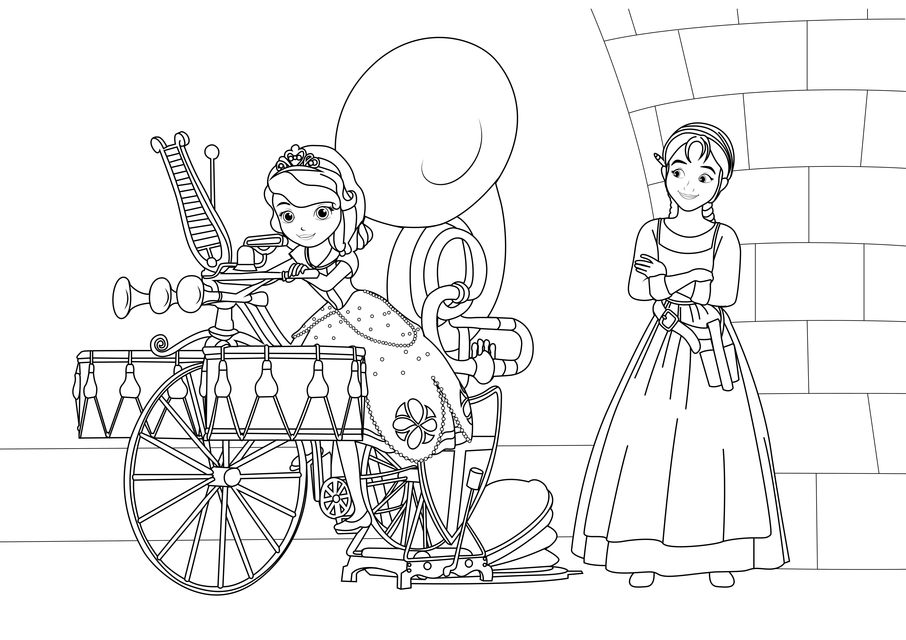 Coloring page Sofia the First Musical orchestra