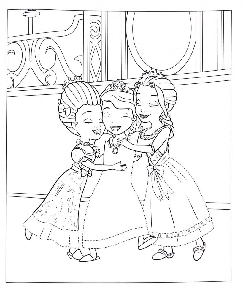 Coloring page Sofia the First Three Princesses