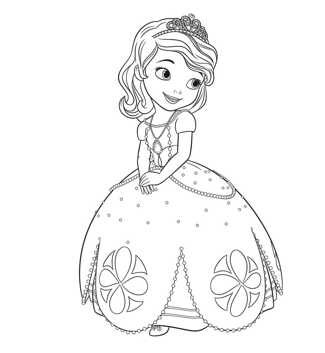 Ausmalbild Sofia die Erste Prinzessin im Kleid Ausdrucken Kostenlos