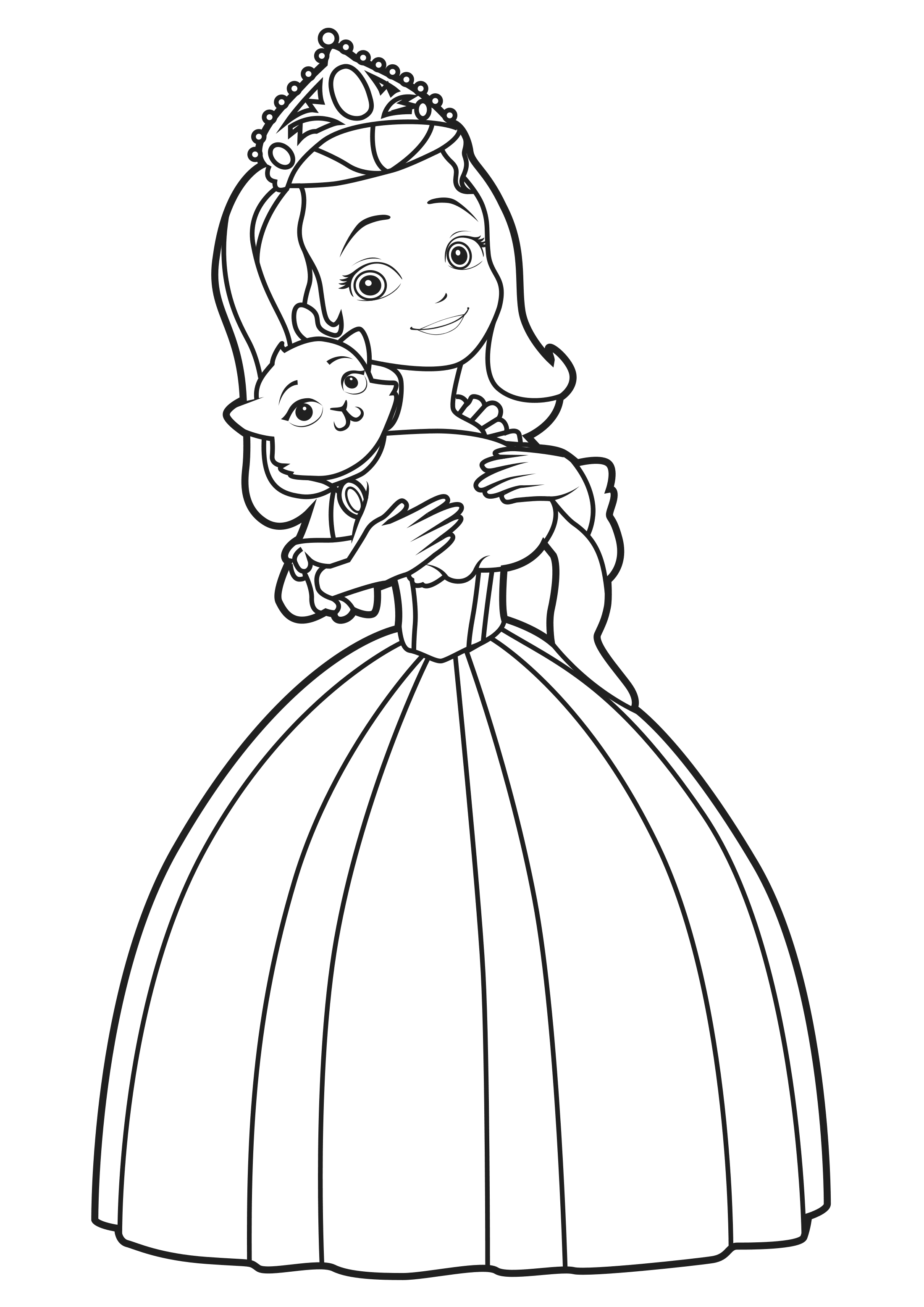 Coloring page Sofia the First The princess and her cat