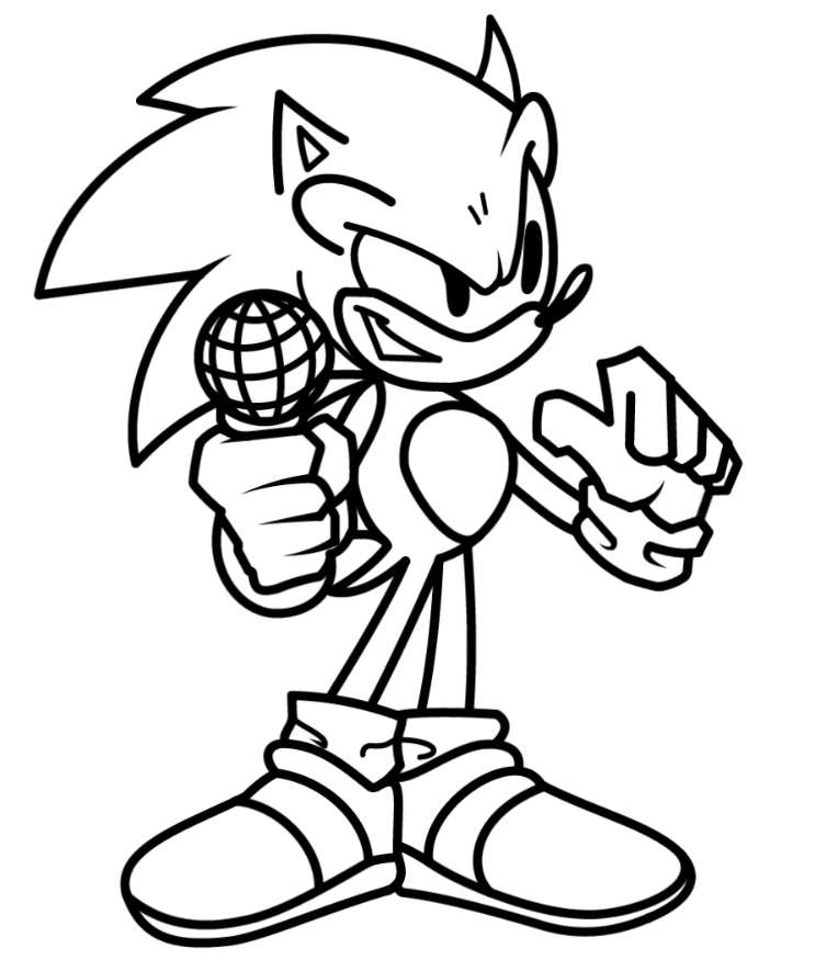 Ausmalbild FNF Sonic Sonic mit Mikrofon