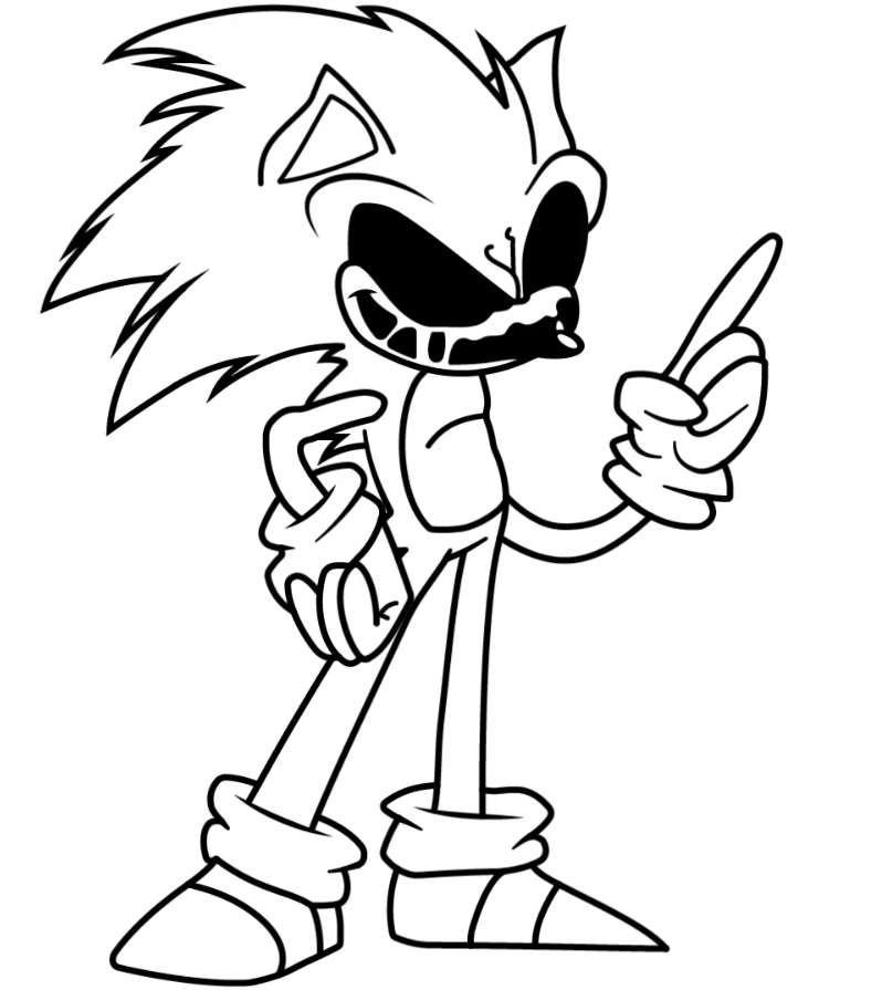 Ausmalbild FNF Sonic Sonic EXE