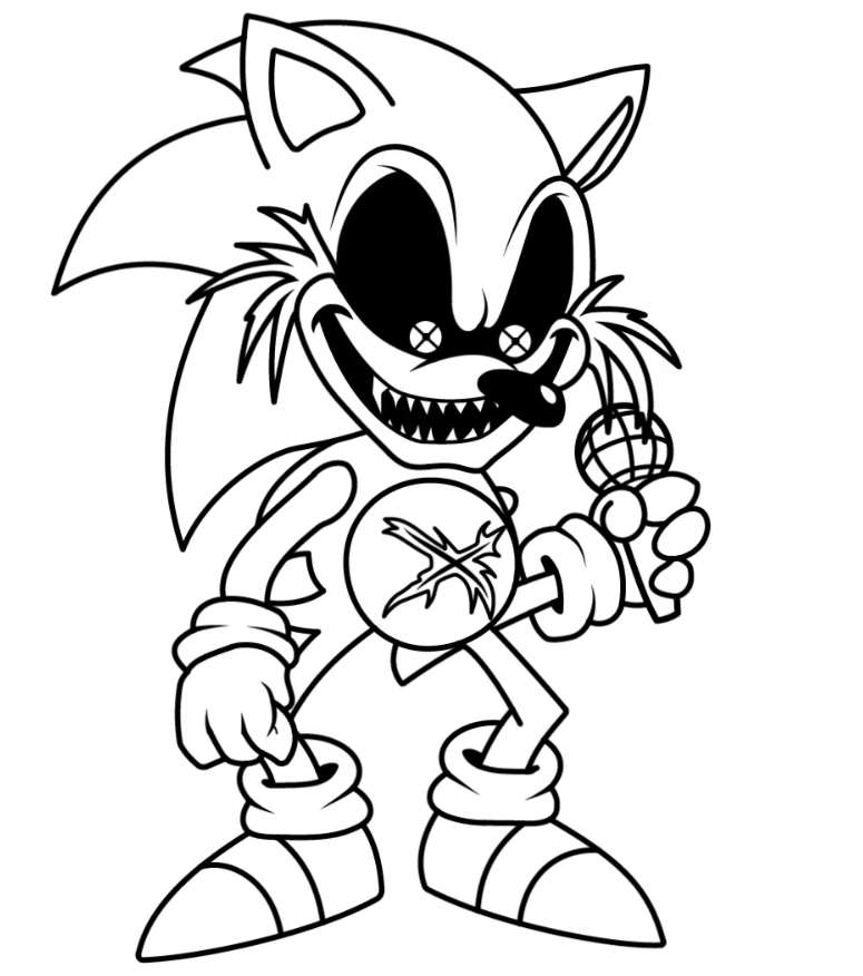 Ausmalbild FNF Sonic Sonic EXE FNF