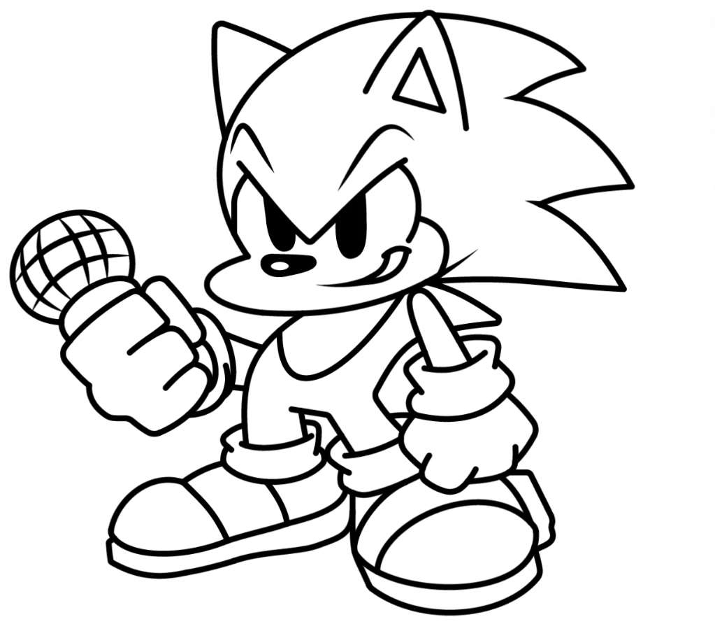 Coloring page FNF Sonic Sonic for kids