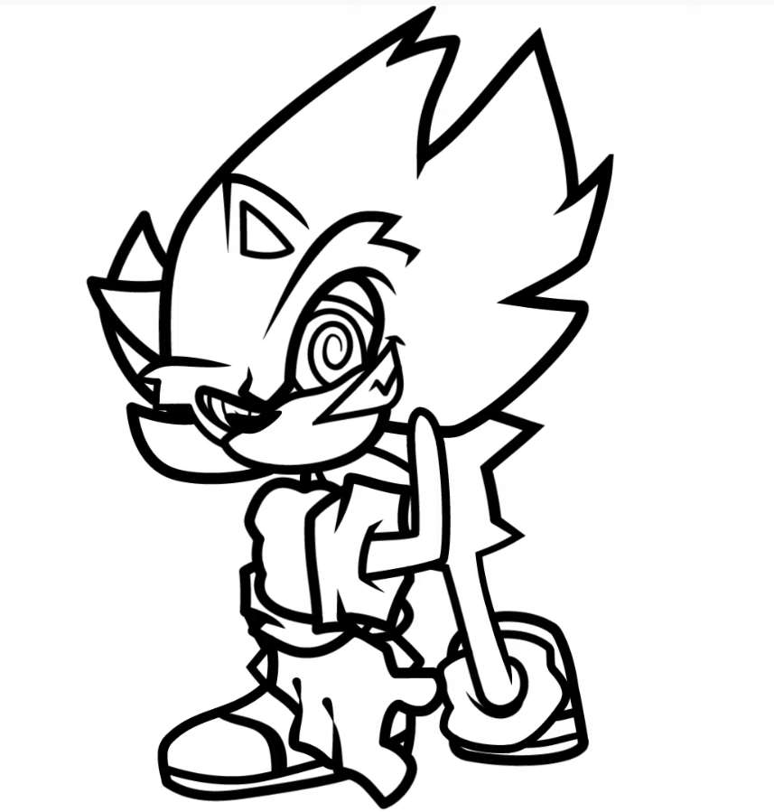Coloriage FNF Sonic Fleetway Super Sonic FNF