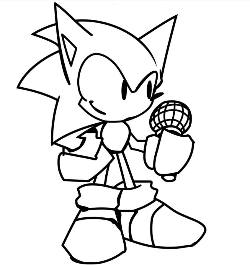 Раскраска FNF Sonic Женский костюм Соника