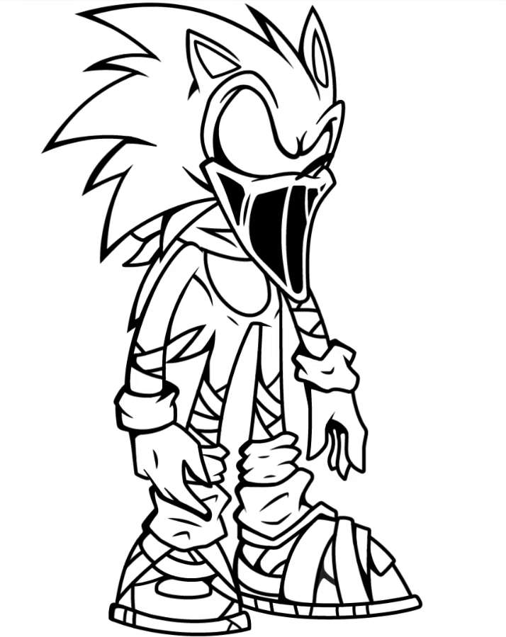Coloring page FNF Sonic Corrupted Sonic