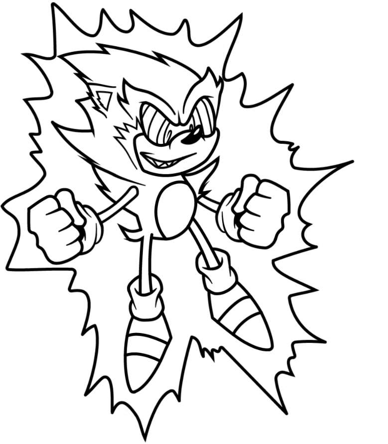 Coloring page FNF Sonic Super Sonic