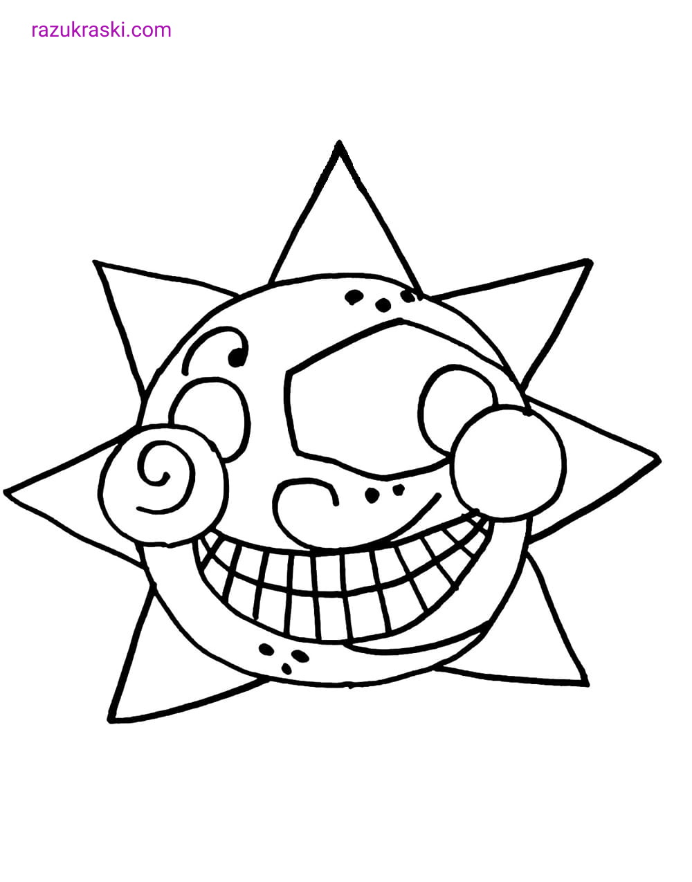 Раскраска ФНАФ Солнце - лицо