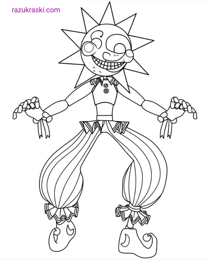 Coloring page FNAF The sun in full growth