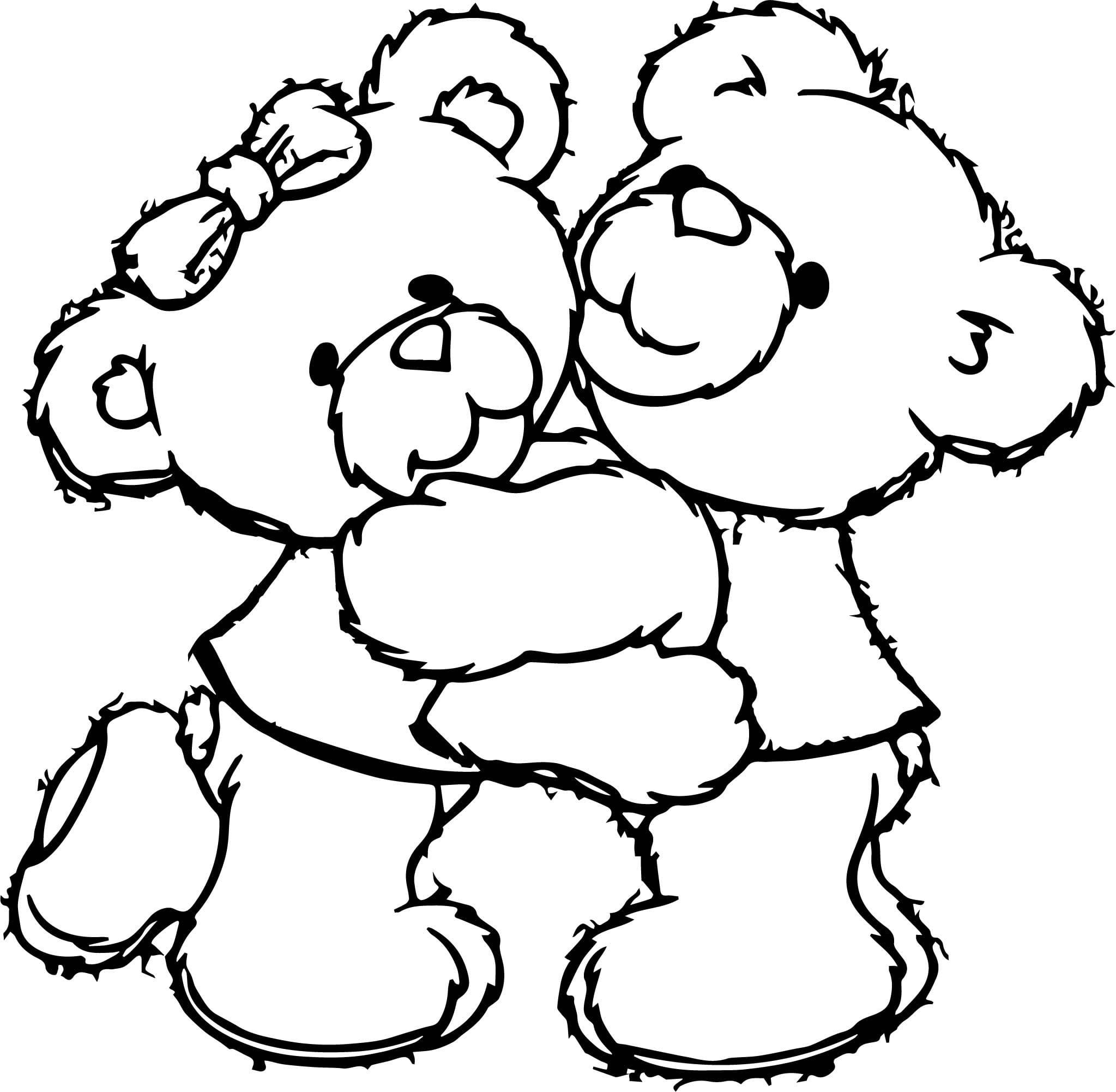 Coloring page Teddy Bears Teddy bears dancing