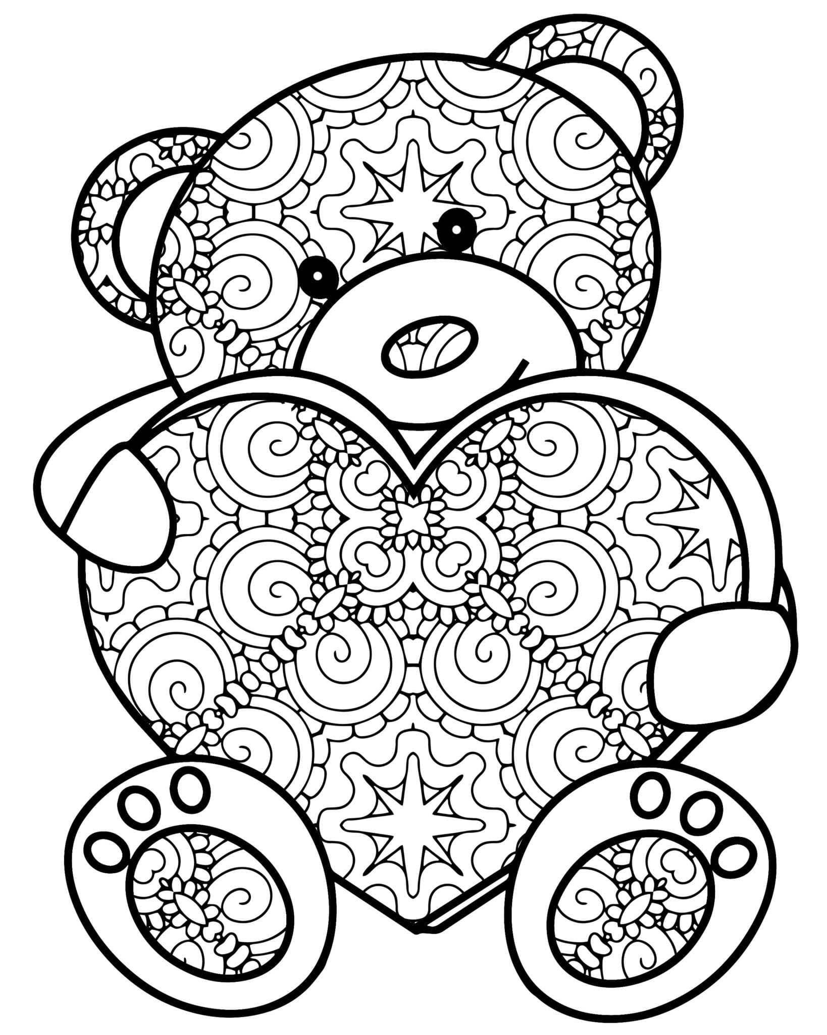 Раскраска Плюшевые Медведи Плюшевый медведь для взрослых