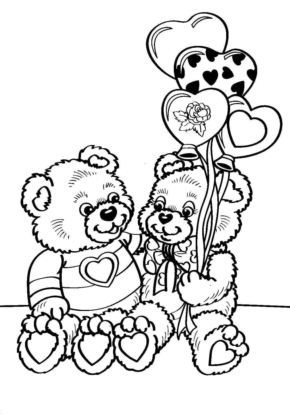 Para Colorir Ursos de peluche Ursos de pelúcia comemoram aniversário
