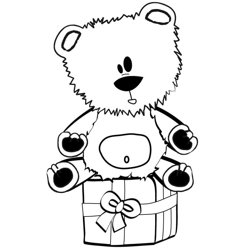 Ausmalbild Teddybären Geschenk für Kinder