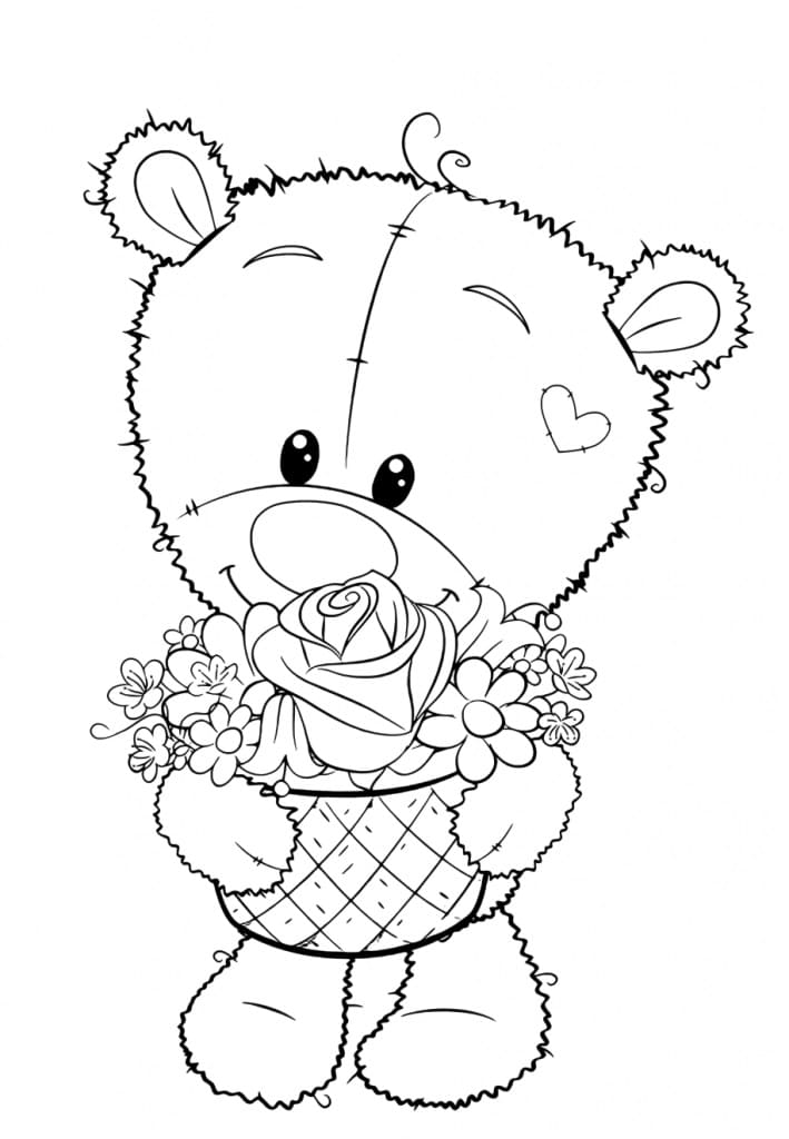 Coloring page Teddy Bears Teddy bear for girls