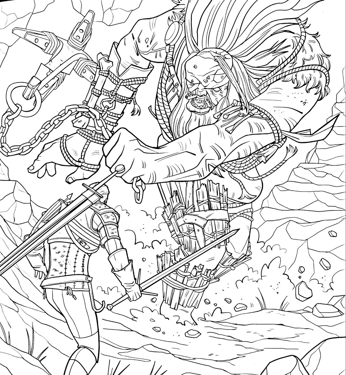 Coloriage Witcher Witcher vs monstre