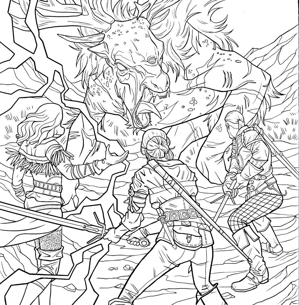 Coloring page Witcher Battle with the most dangerous monster