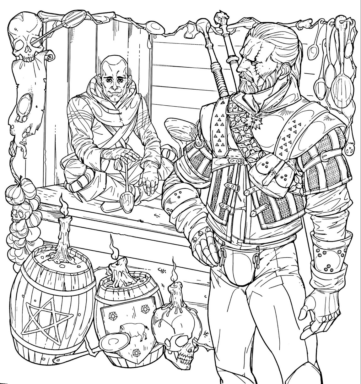 Coloring page Witcher Geralt