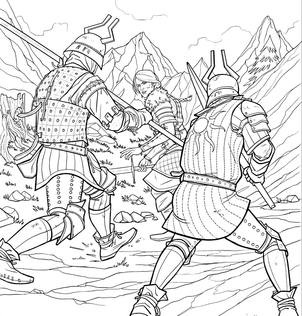 Coloring page Witcher Battle