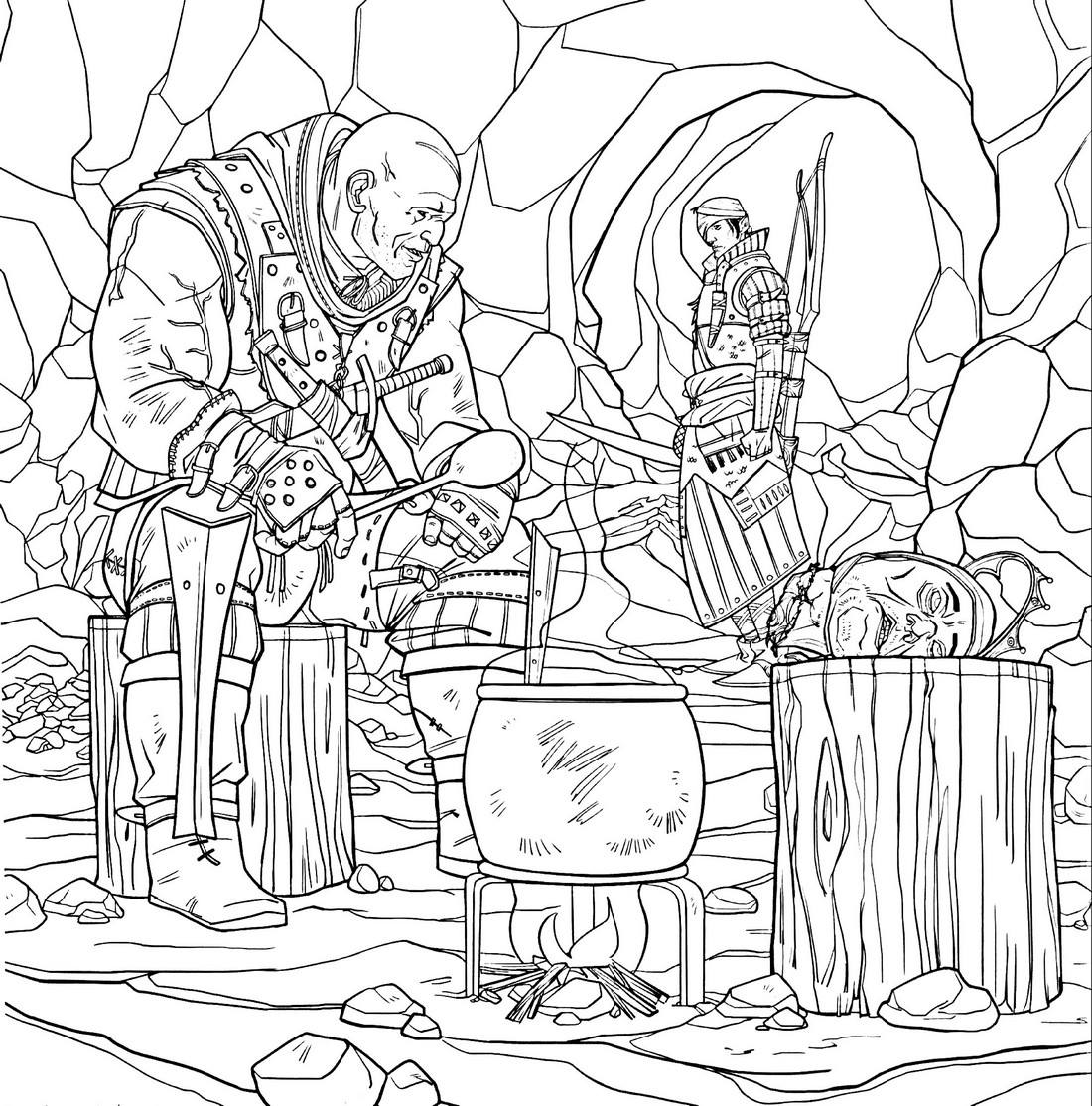 Coloring page Witcher Witcher and the Big Monster