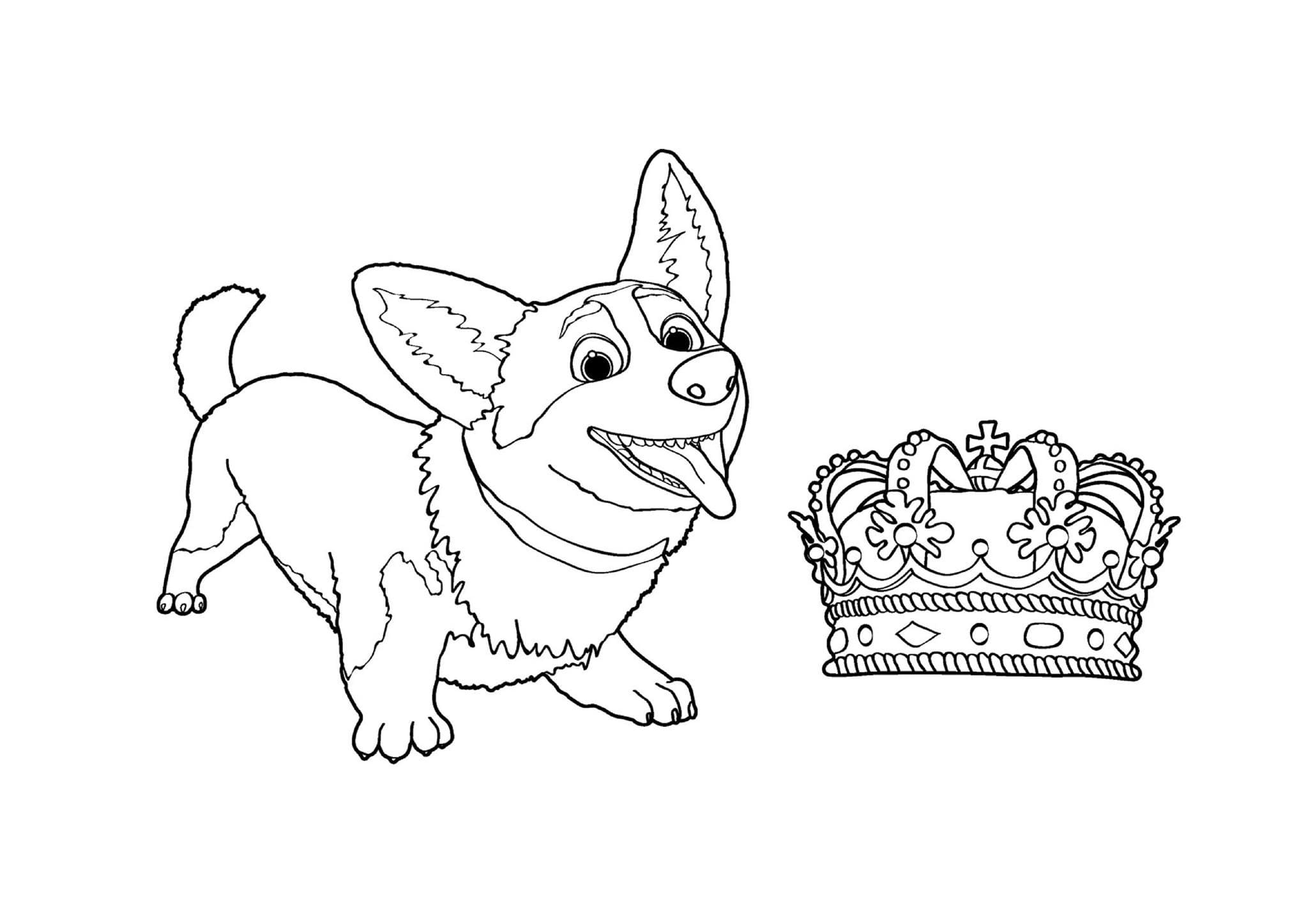 Coloring page Corgi The Roots and Crown of Elizabeth 2