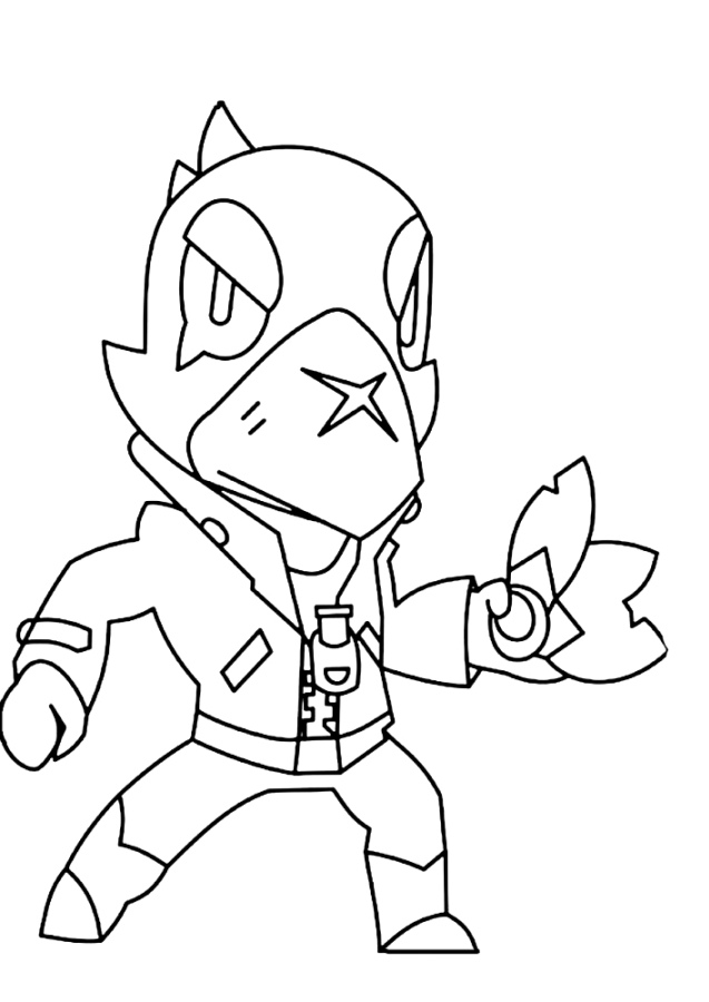 Coloring page Crow Brawl Stars With Shurikens