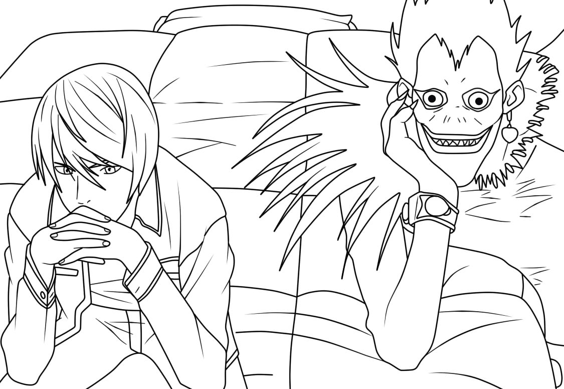 Ausmalbild Death Note Ryuk und Light
