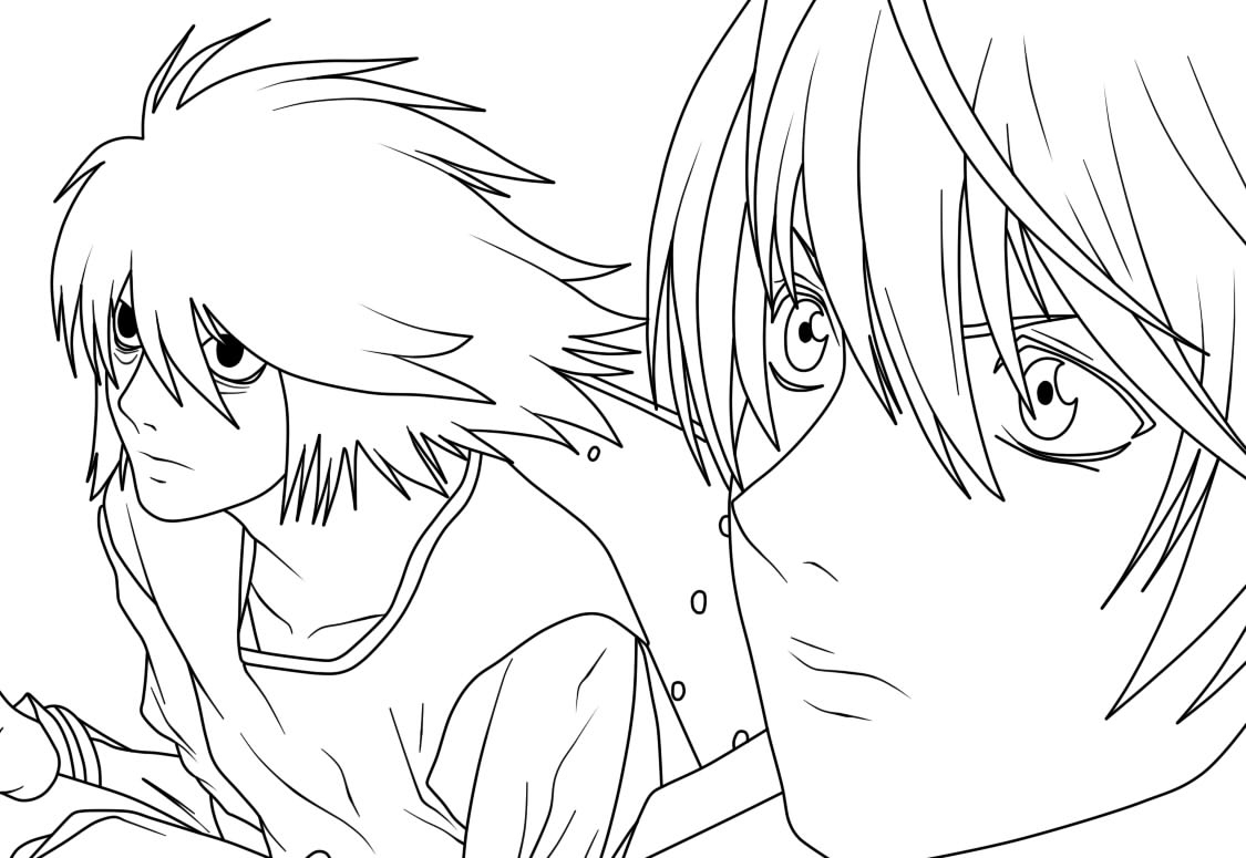Coloring page Death Note Kira and Light