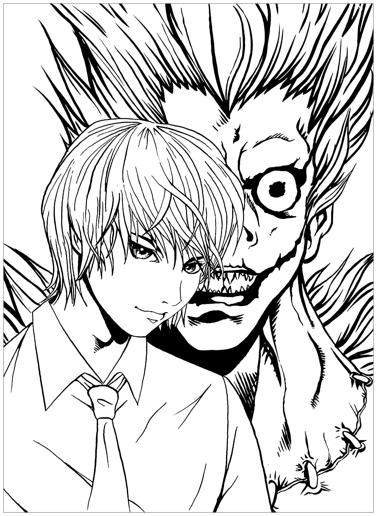 Para Colorear Death Note Yagami y Ryuk