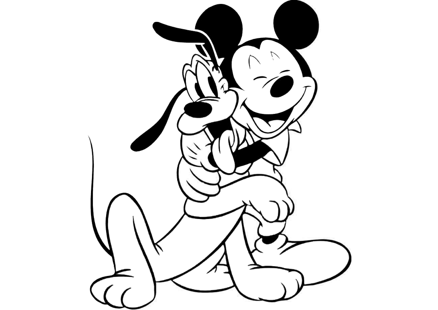 Mickey und Pluto lieben einander