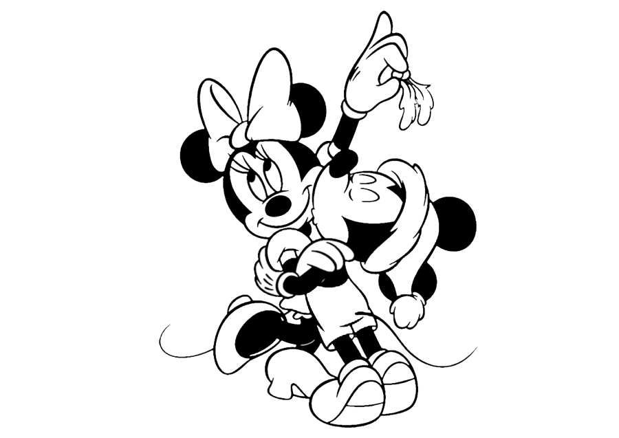 Mickey Mouse e Minnie Mouse se beijando