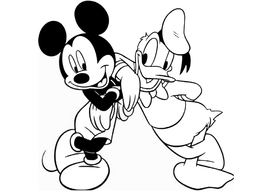 Pluto leckt Mickey, der einen Knochen in der Hand hält