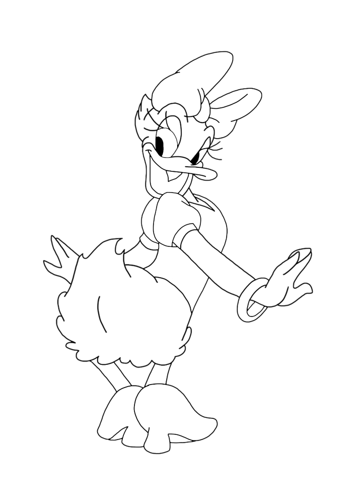 Coloring book of dancing Donald and Daisy