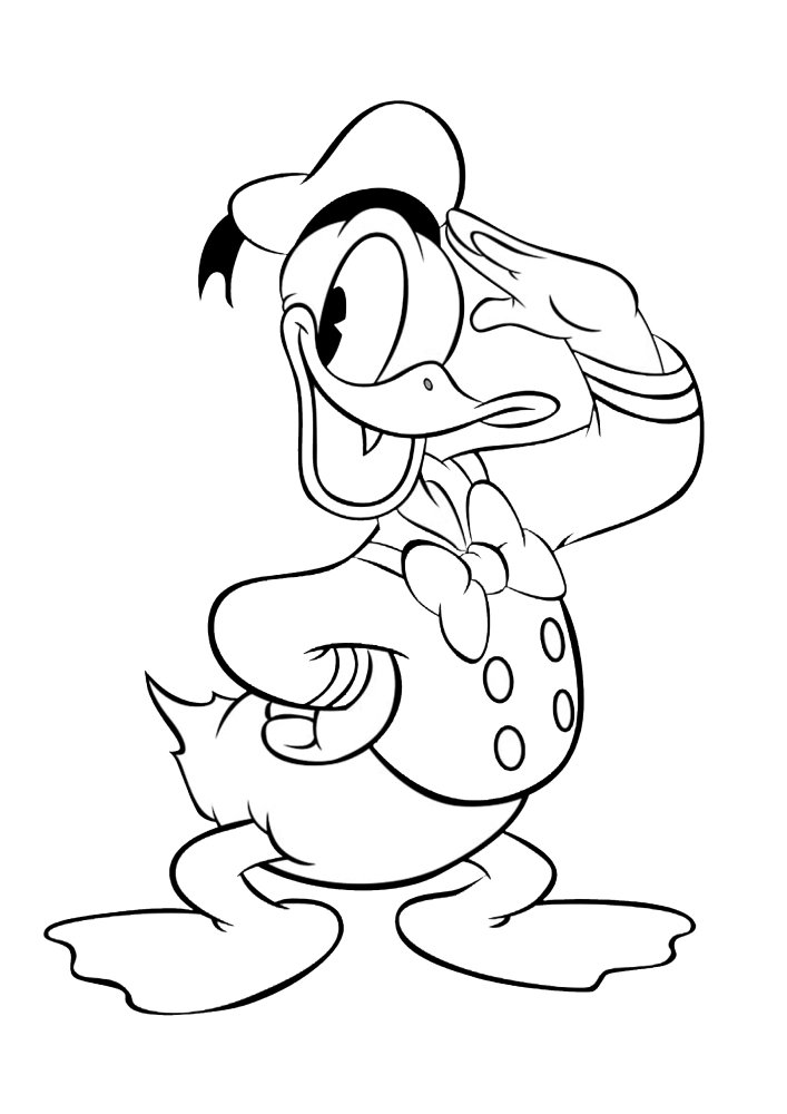 Donald Duck holds an ice cream in his hand