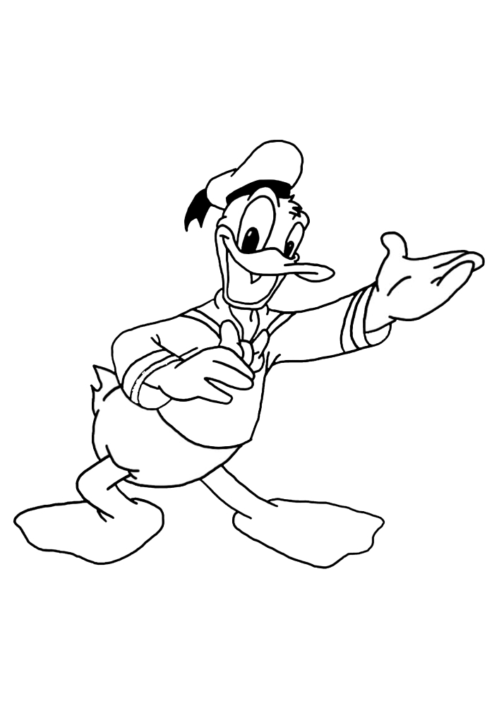 Coloring book of dancing Donald and Daisy