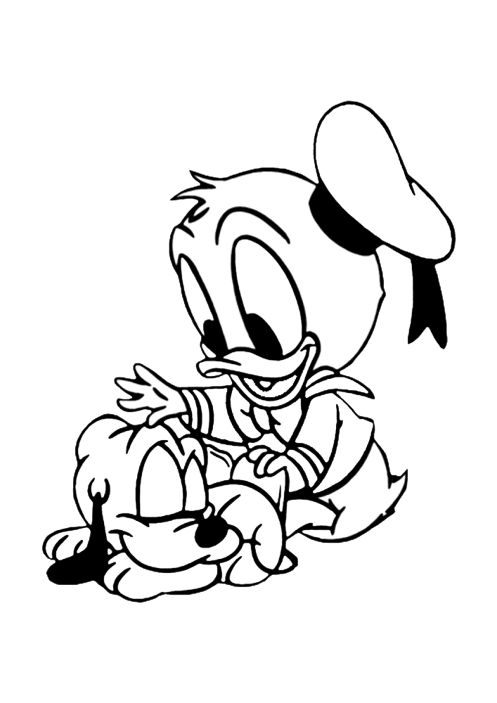 Baby Donald streichelt Pluto