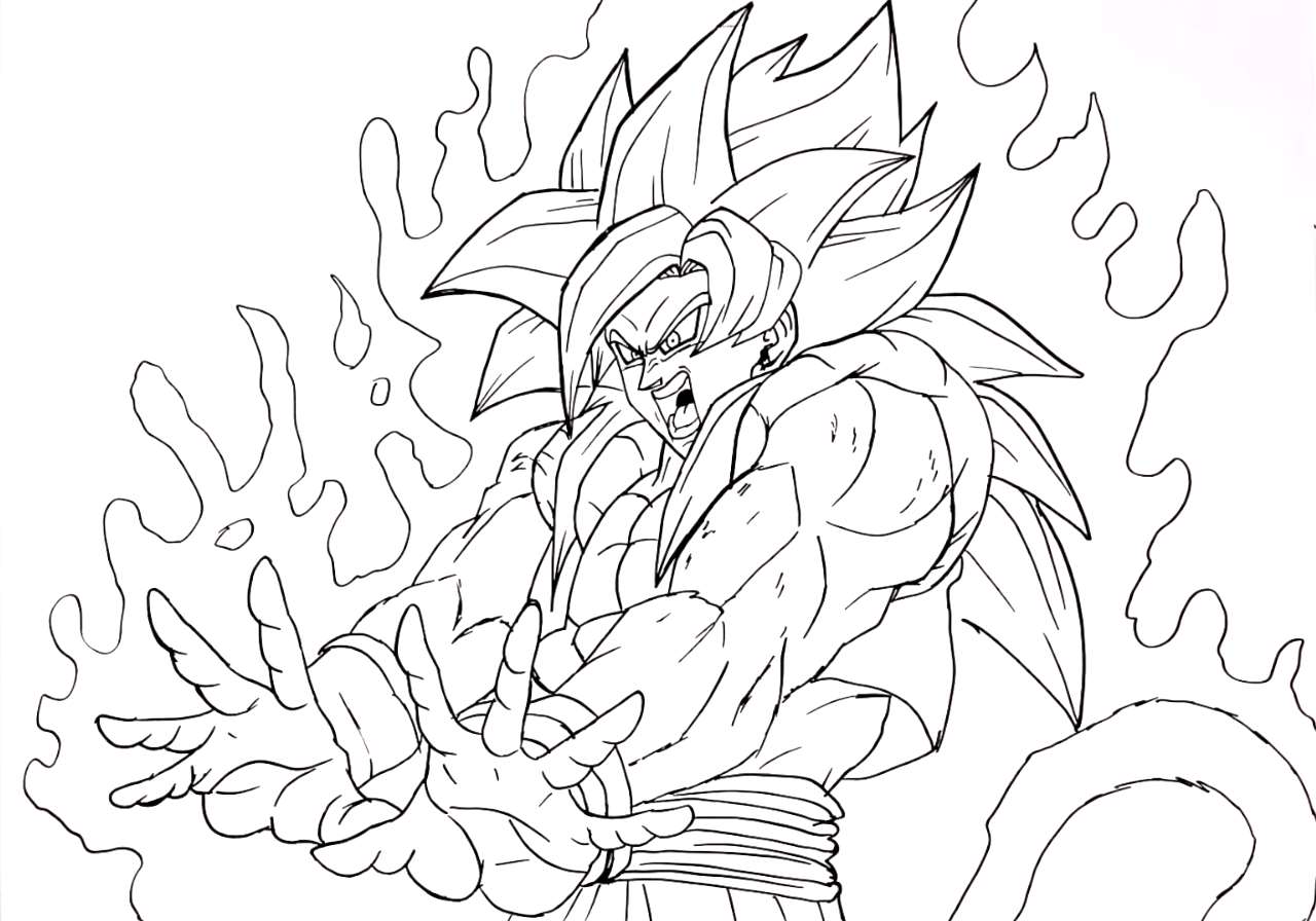 Раскраска Dragon Ball Огненный персонаж