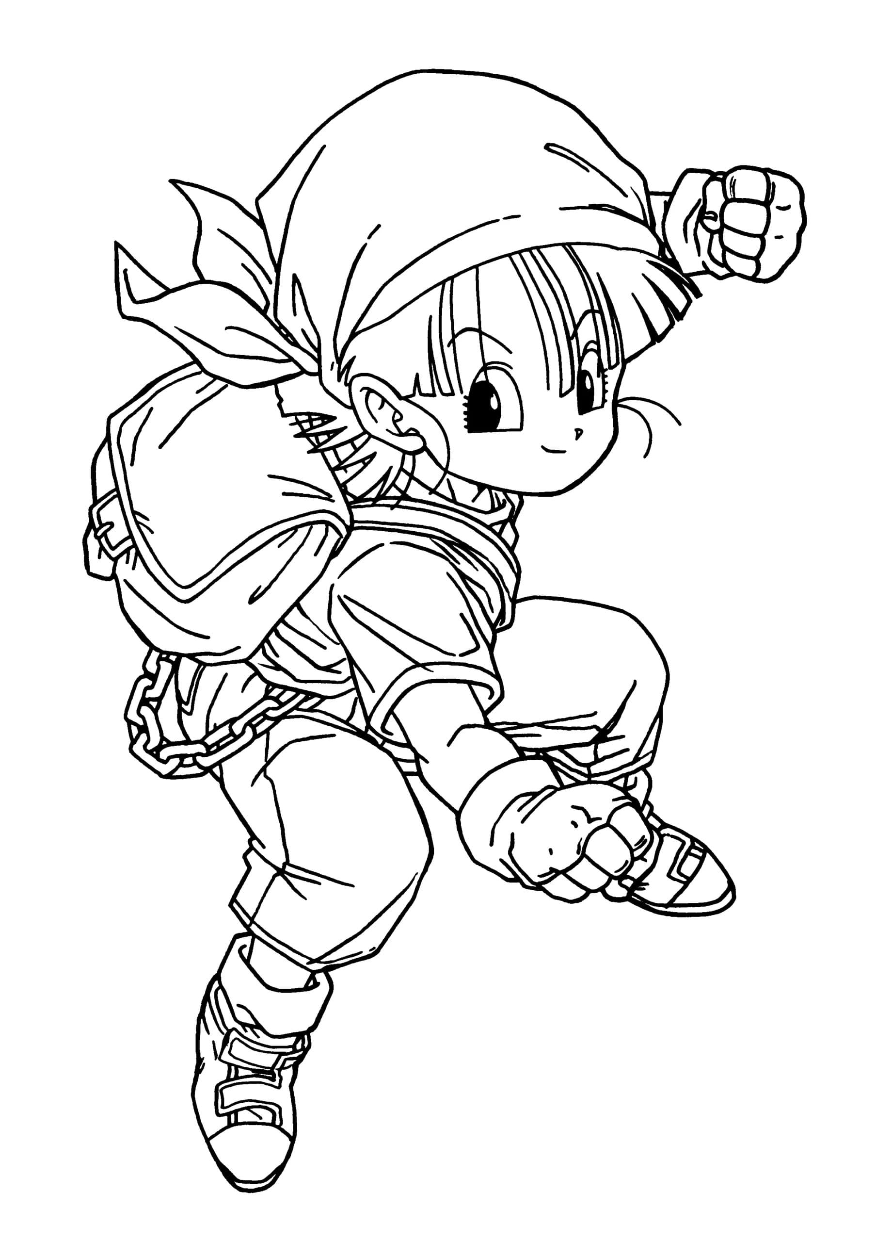 Coloring page Dragon Ball The girl from the anime Dragon Ball