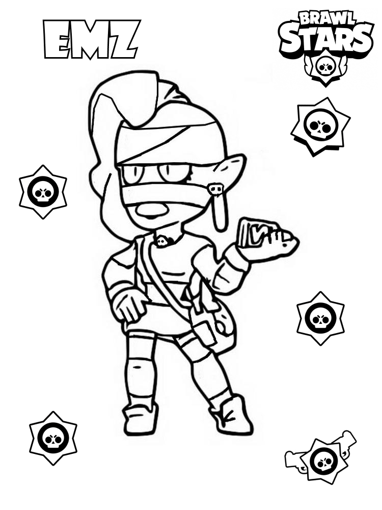 Coloring page Emz Brawl Stars from a children's game