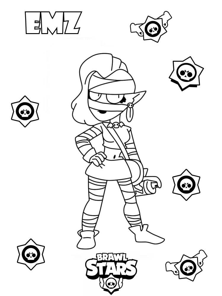 Coloring page Emz Brawl Stars In full growth