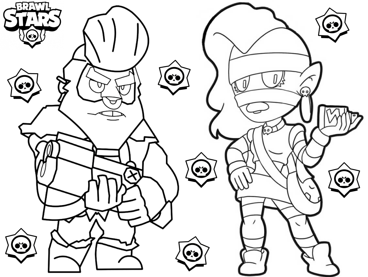Coloring page Emz Brawl Stars and a Colt