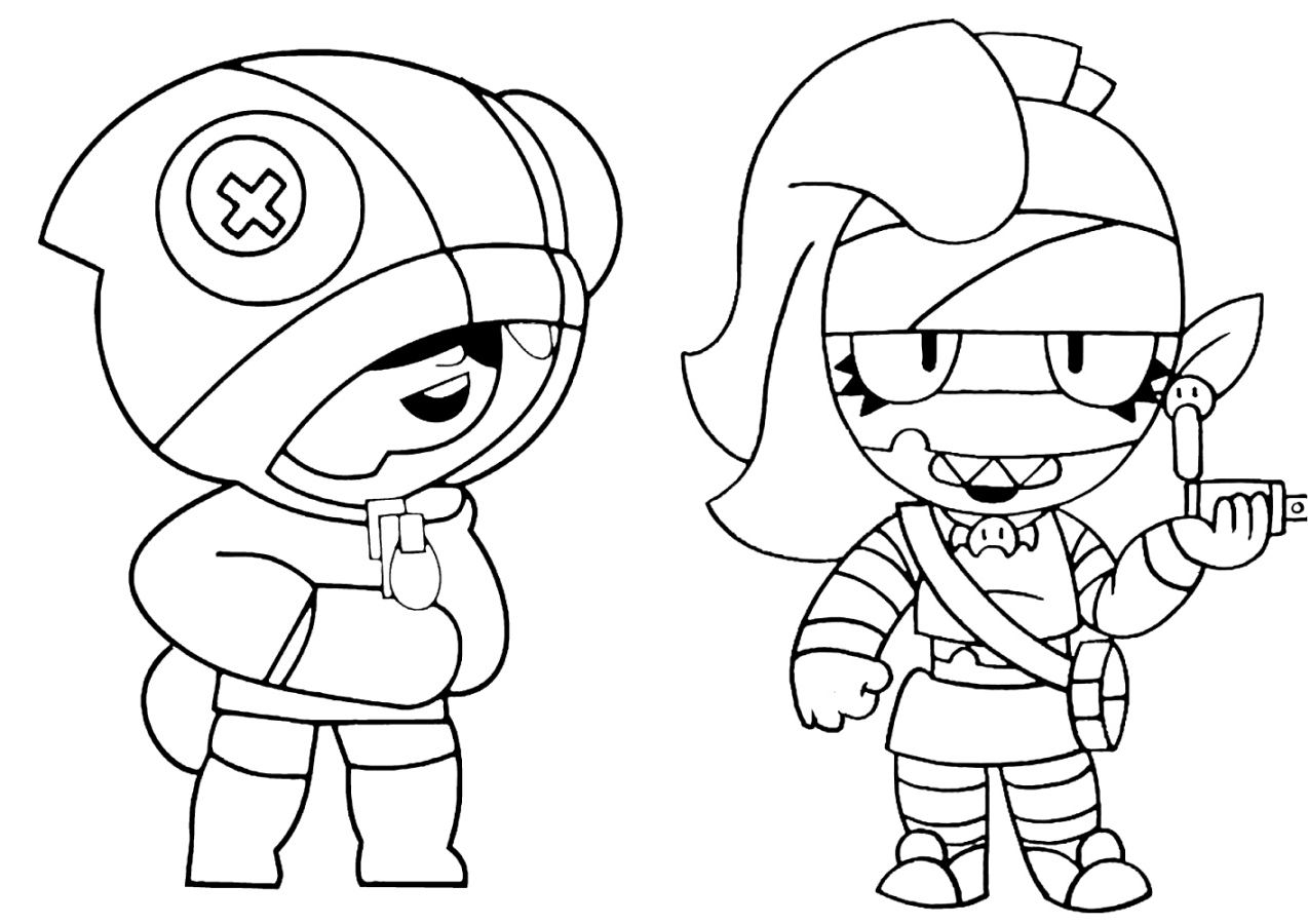 Coloring page Emz Brawl Stars and Leon