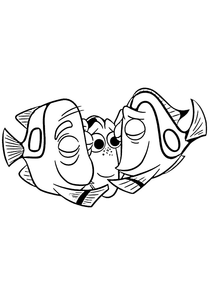 Раскраска рыбок Жабр и Немо