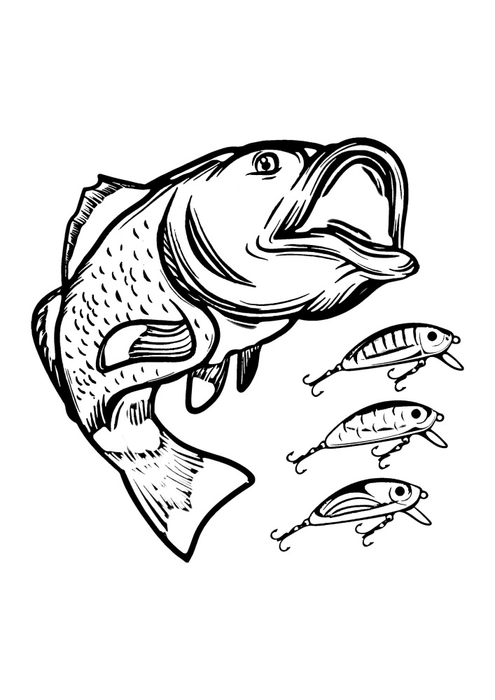 Большая рыбка и рыбки-прикорм для ловли