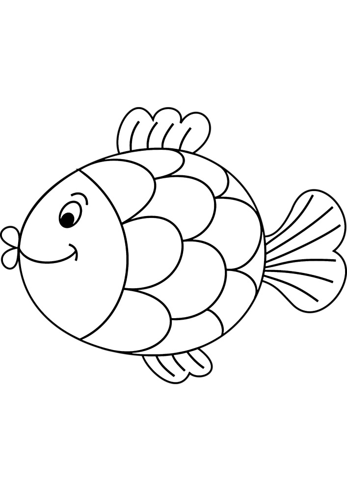 Coloring einfache Fische-Sie können es Ihrem Kind geben