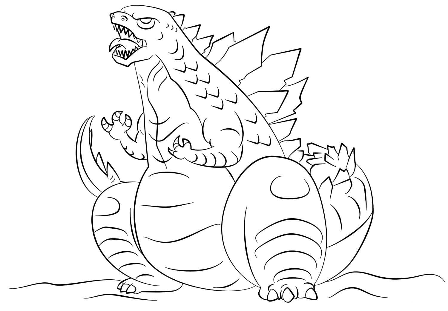 Coloring page Godzilla for children 6-7 years old