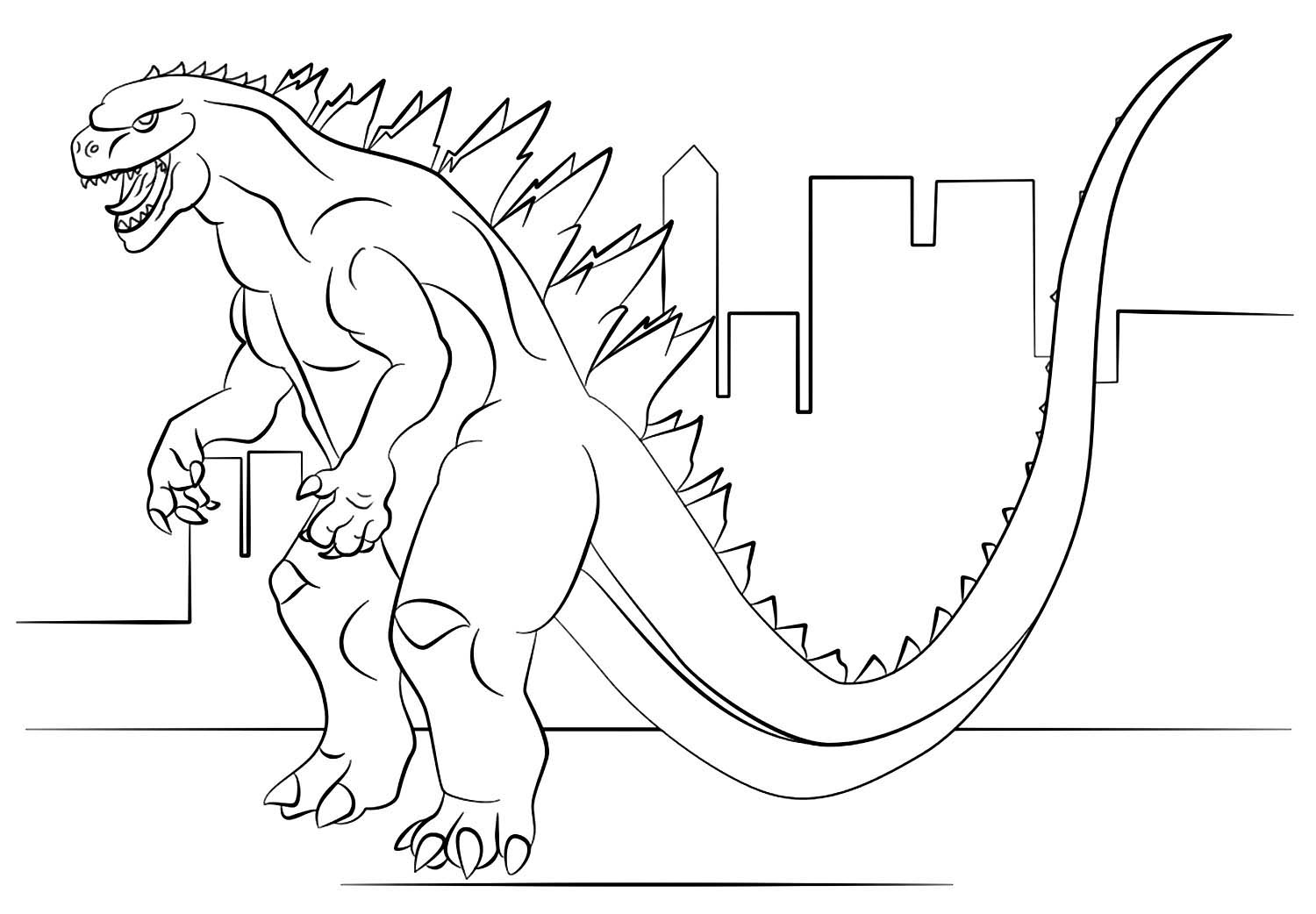 Coloring page Godzilla in full growth