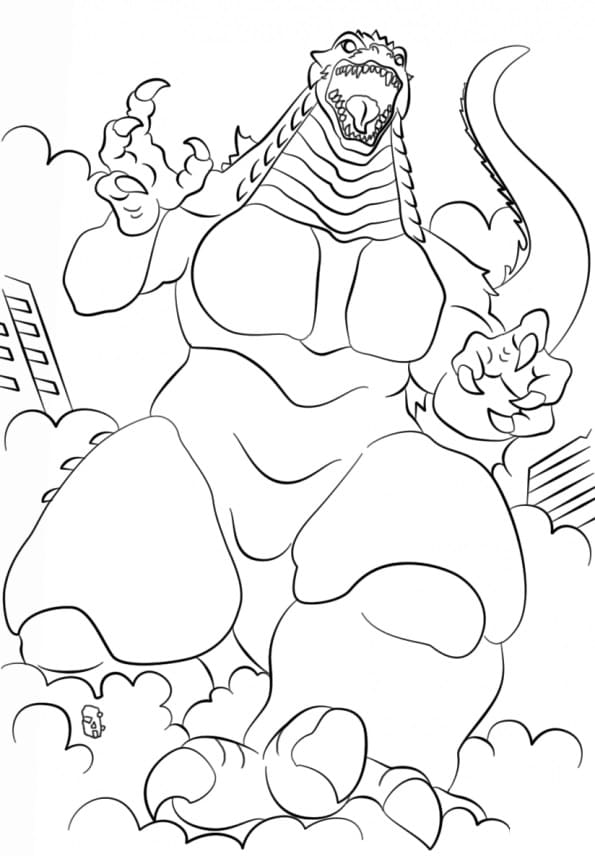 Coloring page Godzilla In the city